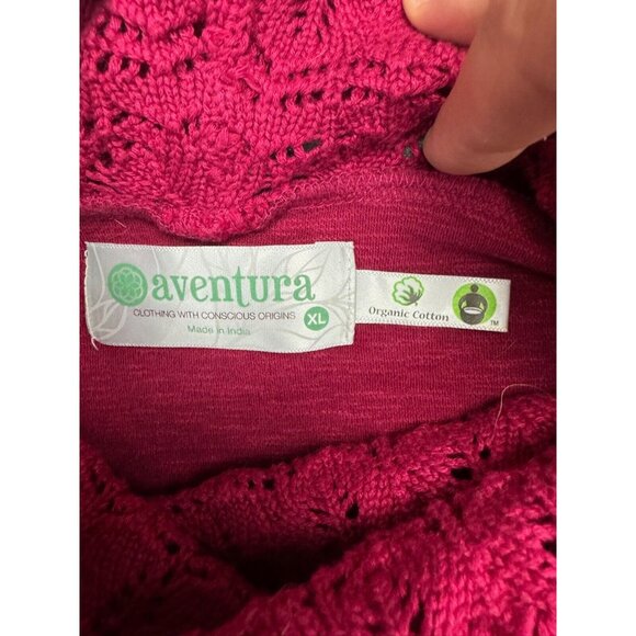 Aventura Sweater Women's XL Pink Crochet Trim Long Sleeve Turtleneck Pockets - Picture 2 of 7
